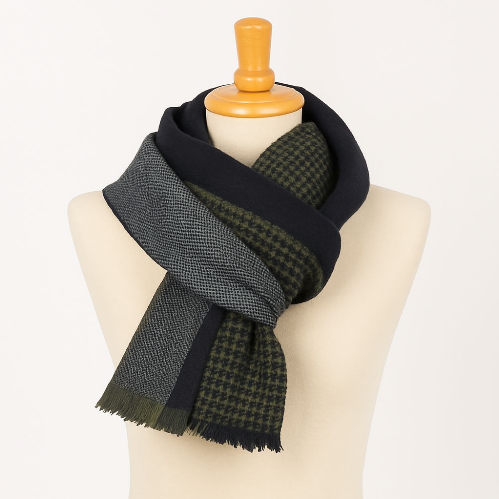 Écharpe homme made in France de couleur gris et noir