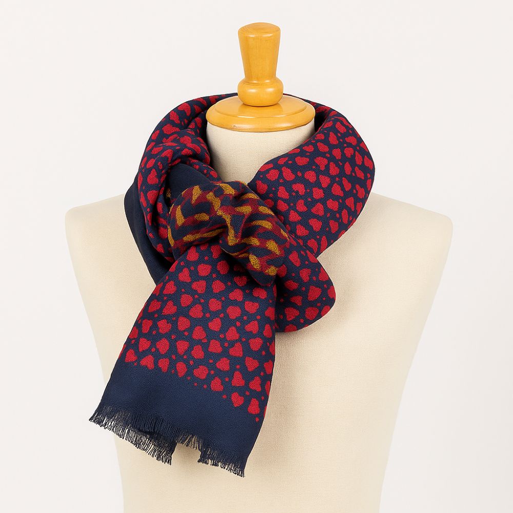 Écharpe homme made in France de couleur rouge à pois
