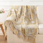 plaid canapé jaune et gris