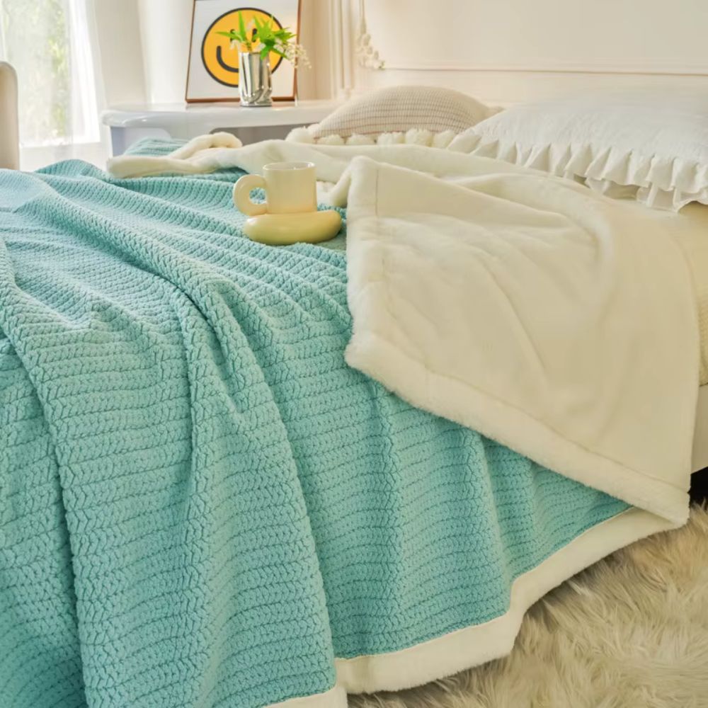 Plaid fourré turquoise