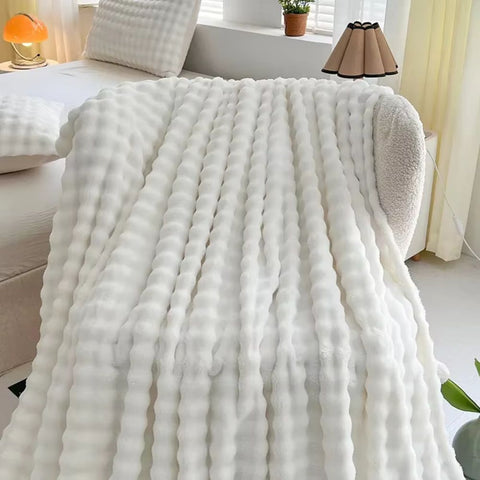 plaid imitation fourrure blanc