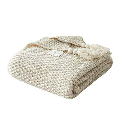Plaid grosse maille beige