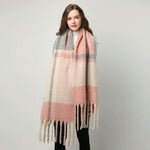 Echarpe plaid rose et gris